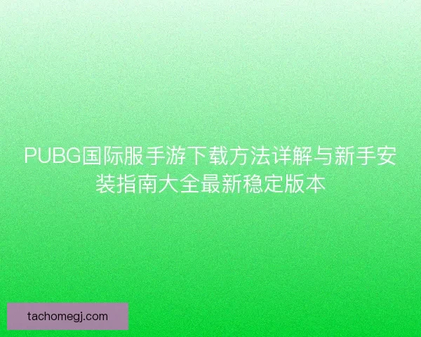 PUBG国际服手游下载方法详解与新手安装指南大全最新稳定版本