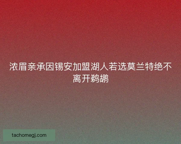浓眉亲承因锡安加盟湖人若选莫兰特绝不离开鹈鹕